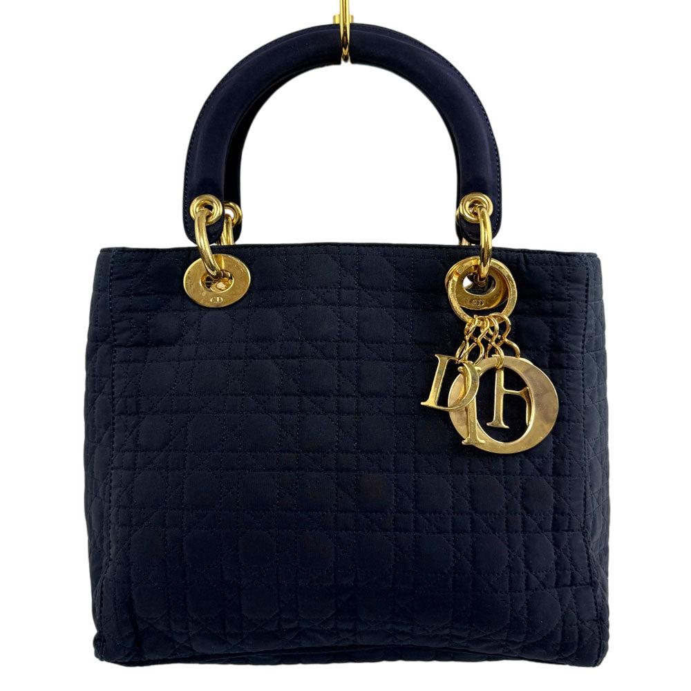 CHRISTIAN DIOR Navy Canvas Cannage Handbag LHQ1654