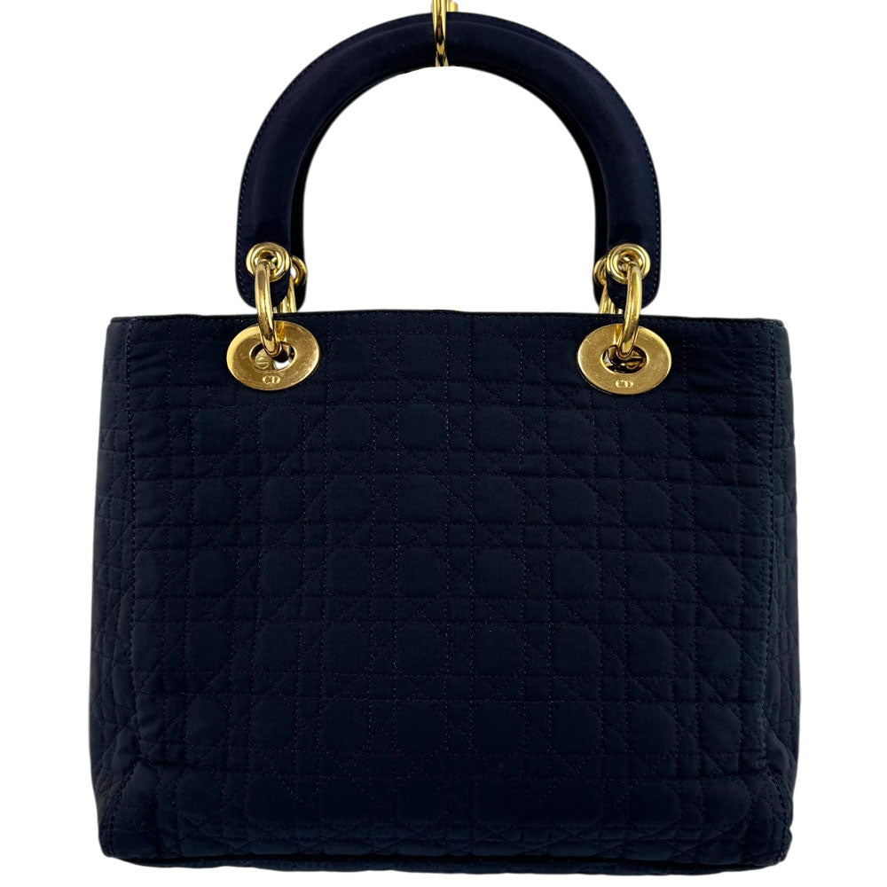 CHRISTIAN DIOR Navy Canvas Cannage Handbag LHQ1654