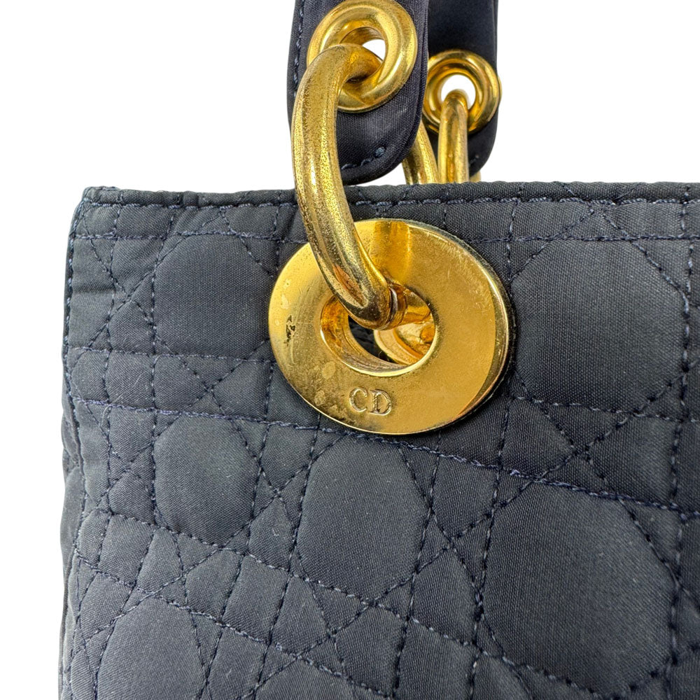 CHRISTIAN DIOR Navy Canvas Cannage Handbag LHQ1654