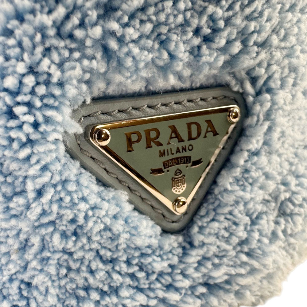 PRADA Light Blue Terry Cloth Tote Bag LHQ1663