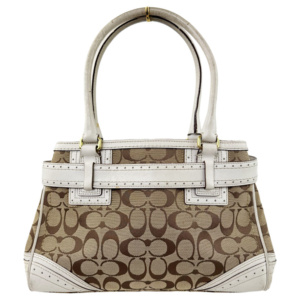 COACH Brown Hampton Signature Canvas and Leather Hand Bag LHQ1667