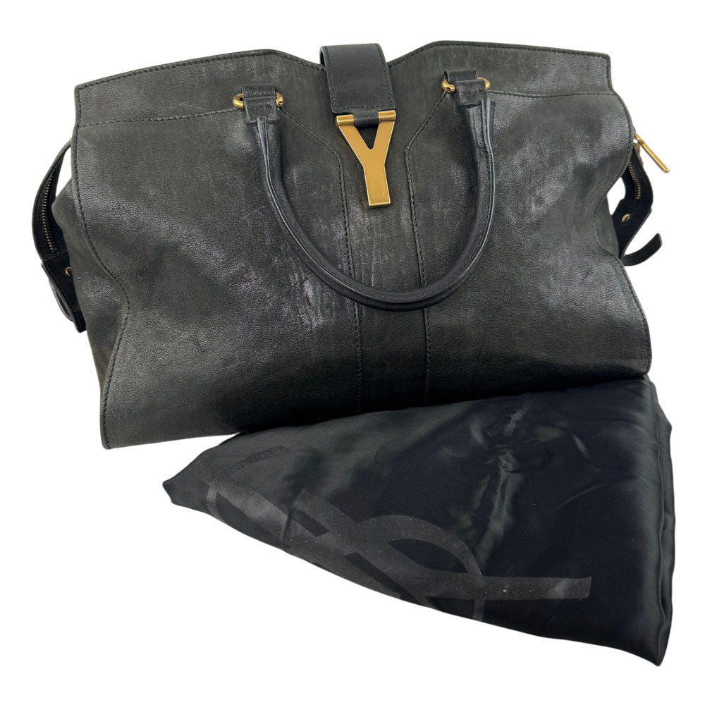 SAINT LAURENT YSL Black Leather Cabas Tote Bag LHQ1668