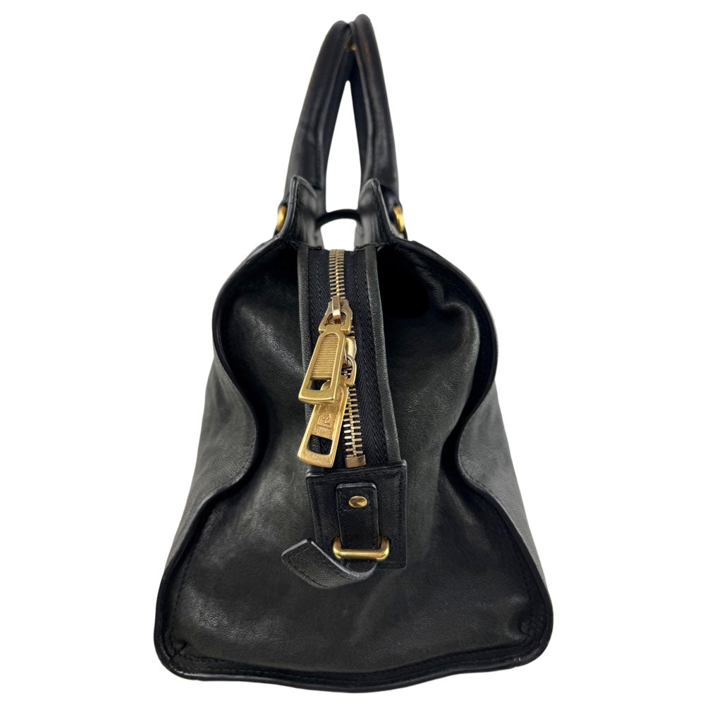 SAINT LAURENT YSL Black Leather Cabas Tote Bag LHQ1668