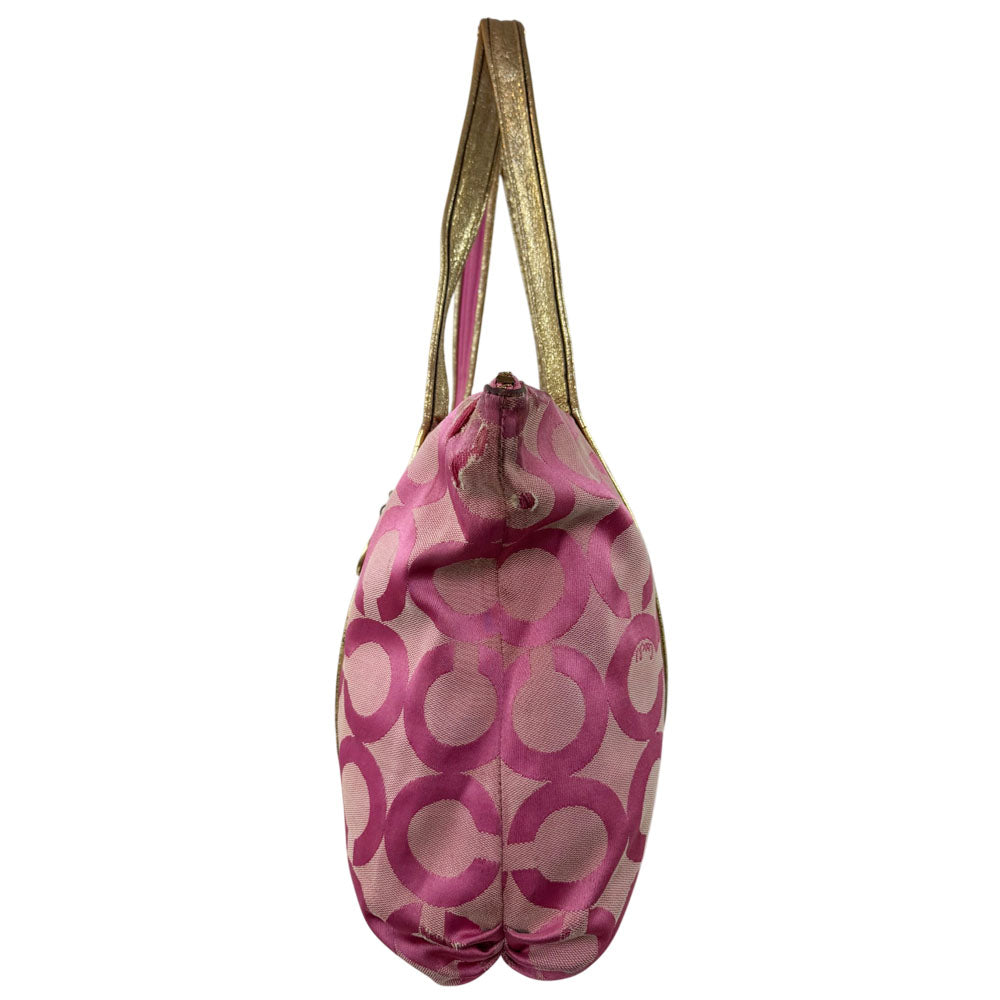 COACH Poppy Optical Pink Canvas Tote Shoulder Bag LHQ1691