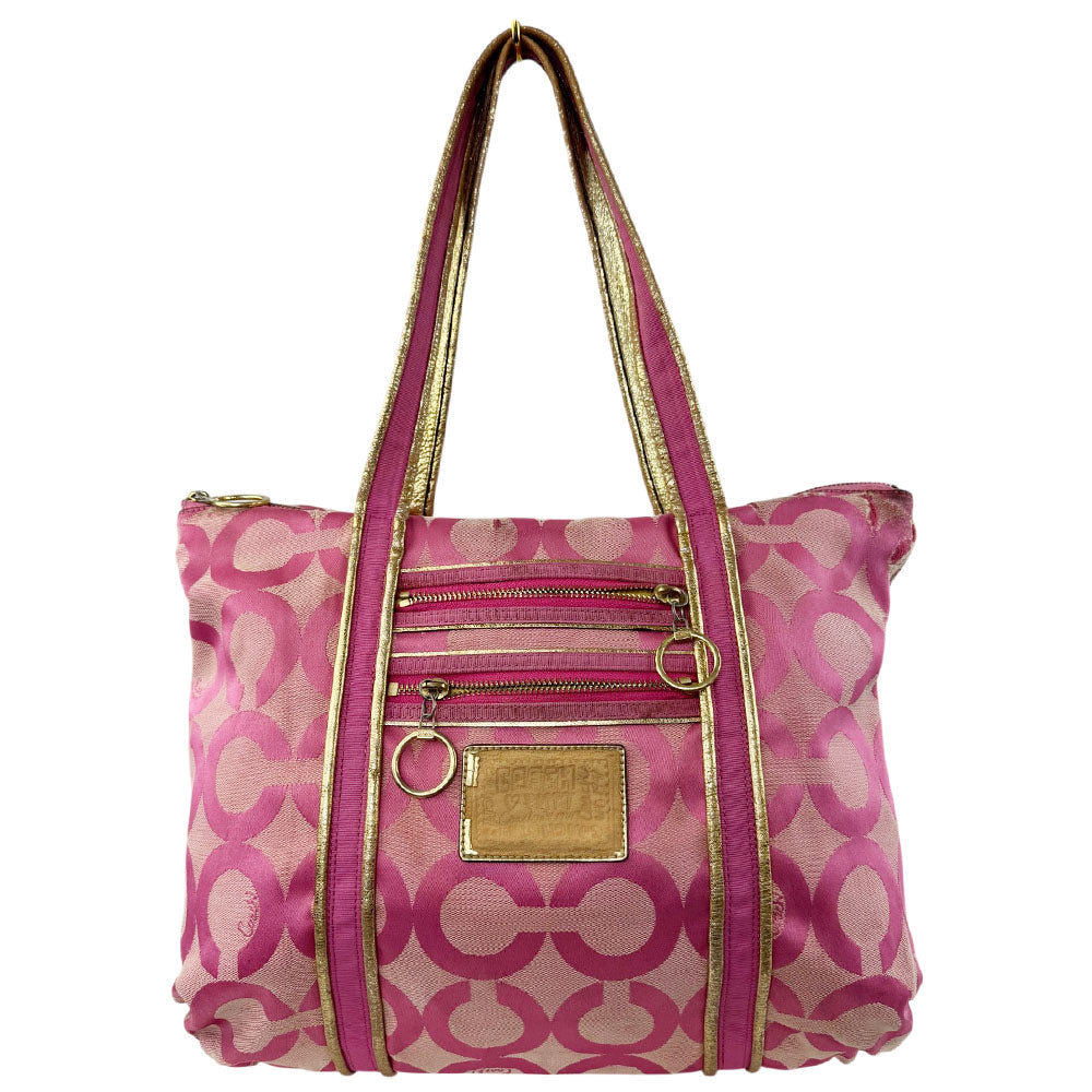 COACH Poppy Optical Pink Canvas Tote Shoulder Bag LHQ1691