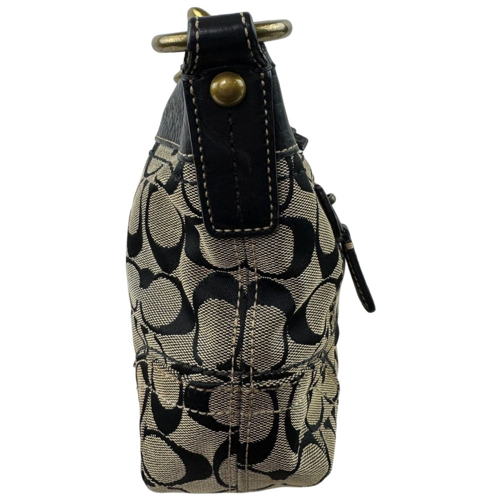 COACH Signature Cream/Black Canvas Shoulder Bag LHQ1692