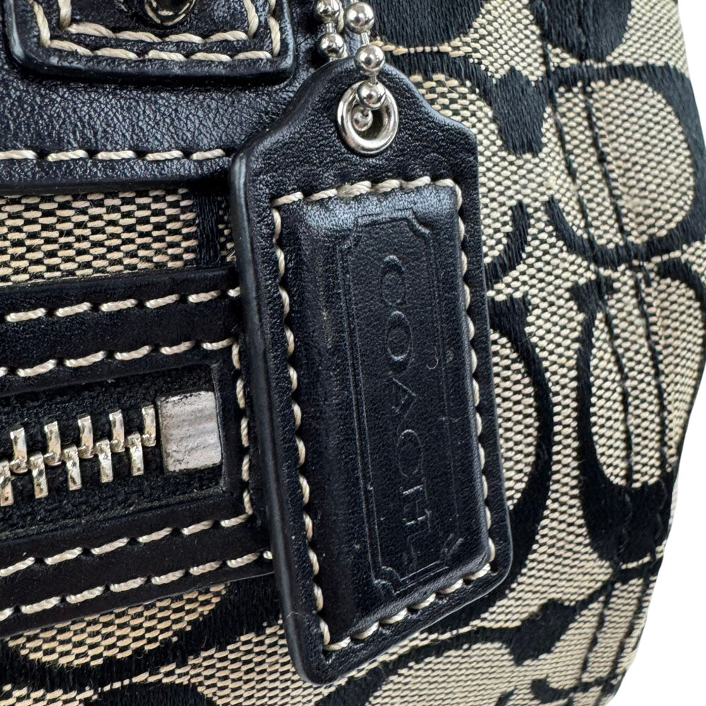 COACH Signature Cream/Black Canvas Shoulder Tote Bag LHQ1693
