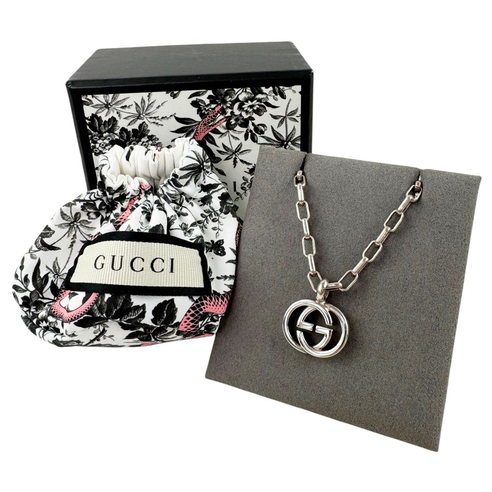 GUCCI Interlocking GG Silver Necklace LHQ1696