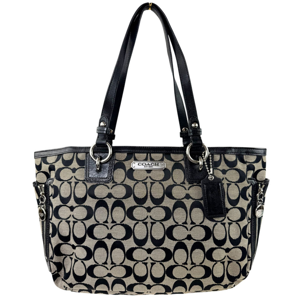 COACH Gallery Signature Canvas Tote Handbag Cream/Black LHQ1699