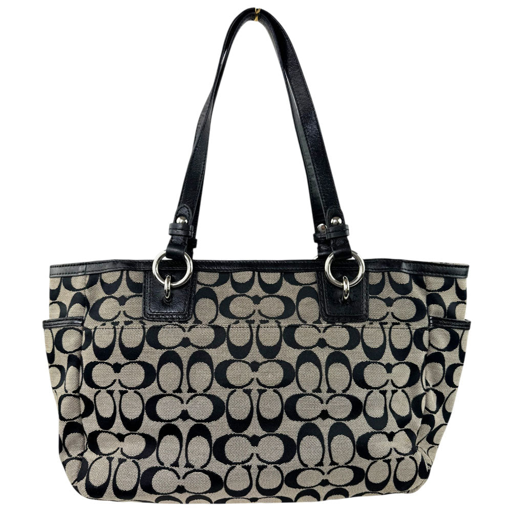 COACH Gallery Signature Canvas Tote Handbag Cream/Black LHQ1699