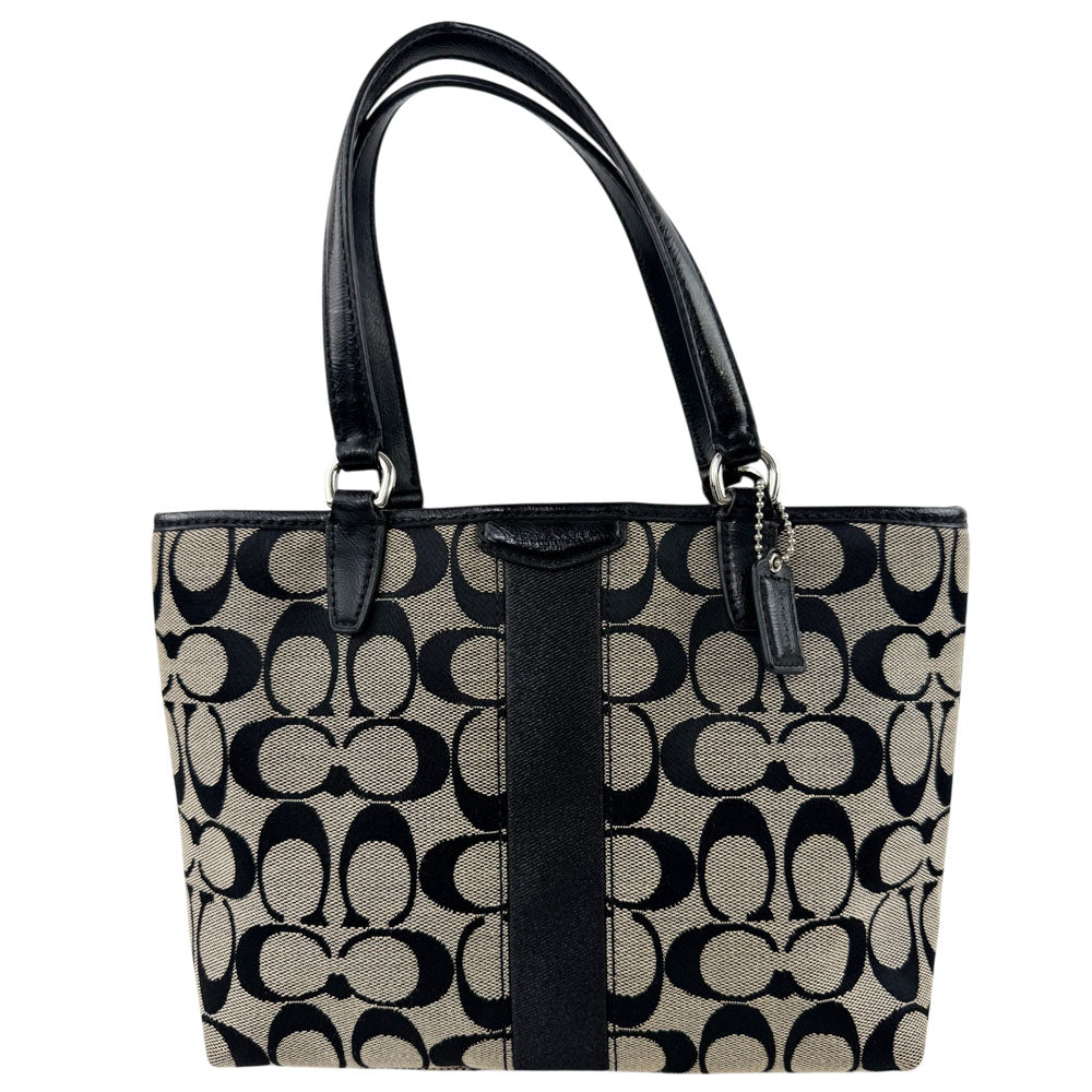 COACH Signature Canvas Tote Handbag Cream/Black LHQ1704