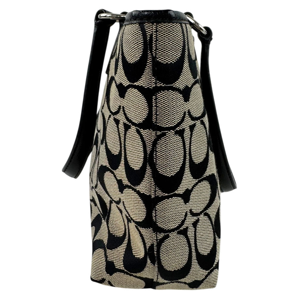 COACH Signature Canvas Tote Handbag Cream/Black LHQ1704
