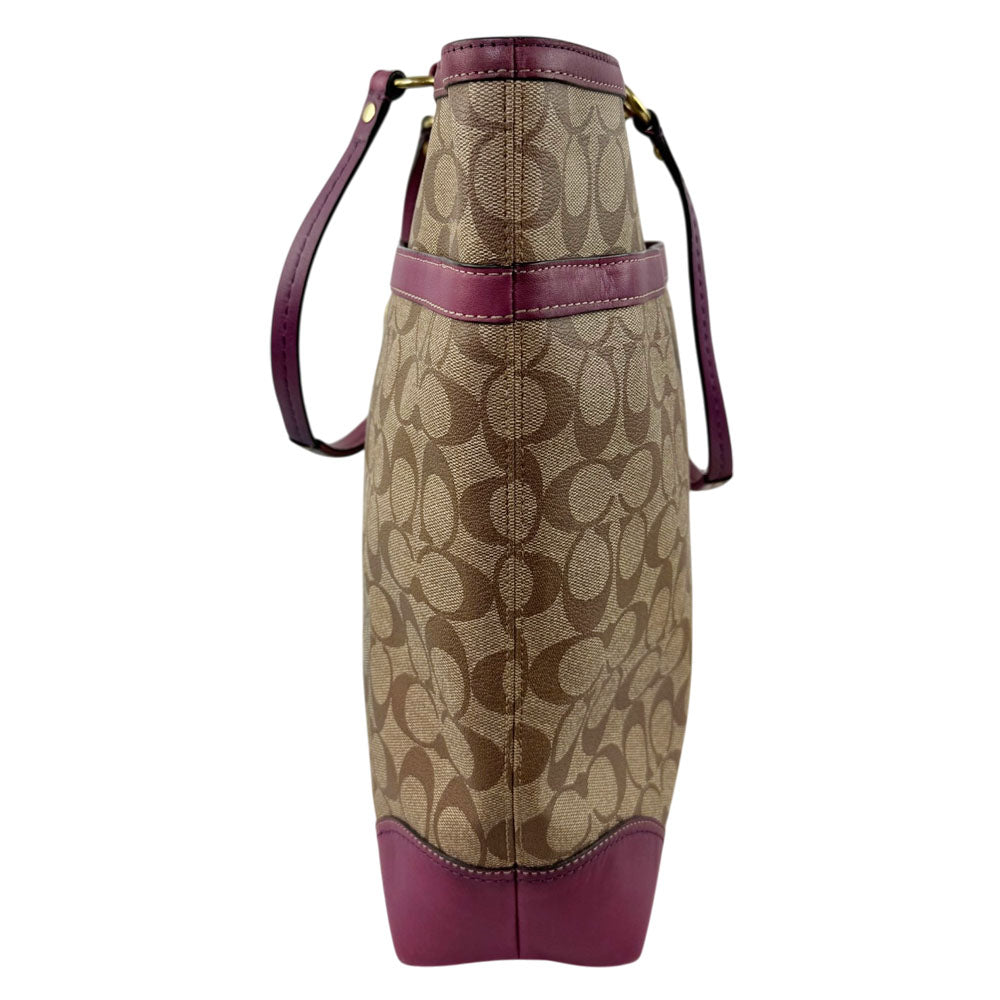 COACH Vintage Signature Plum Berry Heritage Stripe Tote Bag LHQ1705