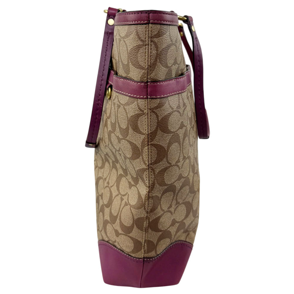 COACH Vintage Signature Plum Berry Heritage Stripe Tote Bag LHQ1705