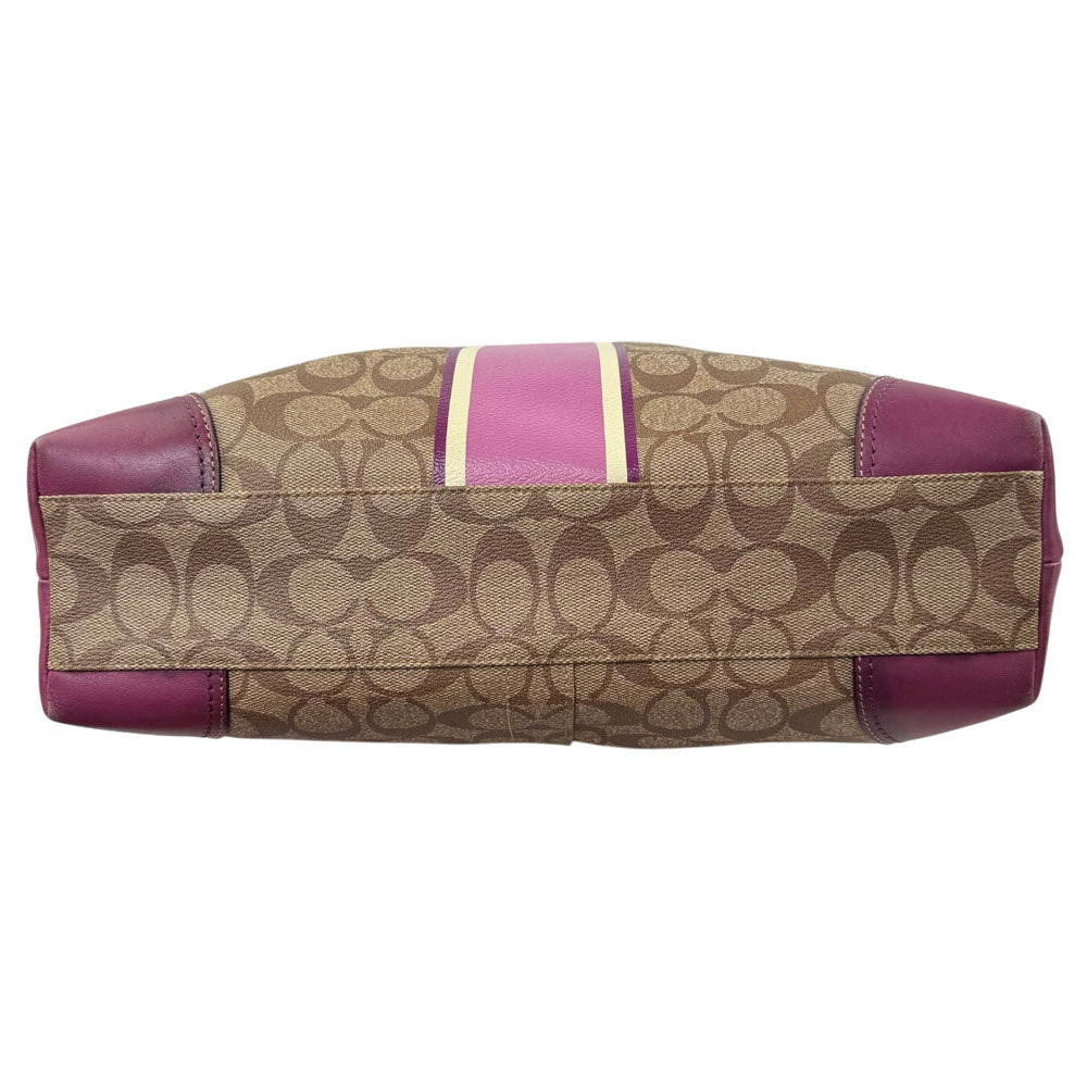 COACH Vintage Signature Plum Berry Heritage Stripe Tote Bag LHQ1705