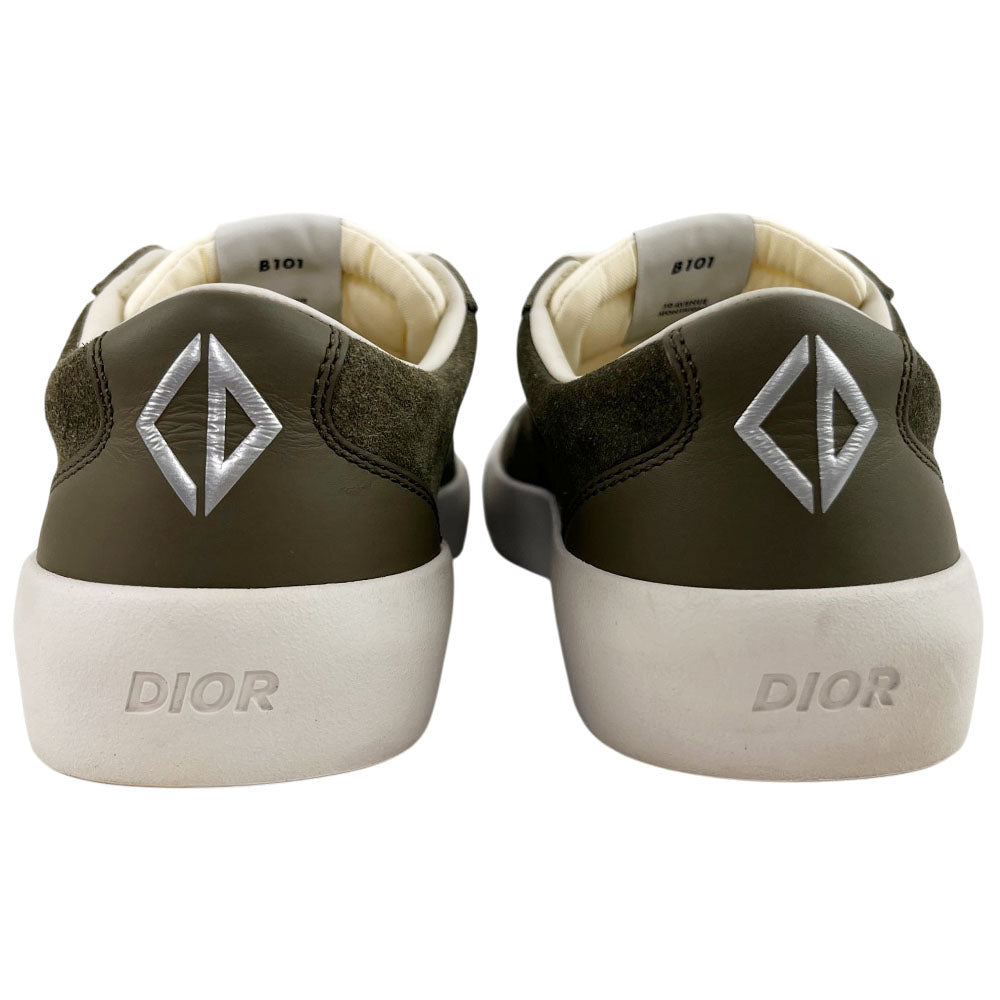 CHRISTIAN DIOR B101 Khaki Green Suede Trainers Size 9 UK LHQ1706