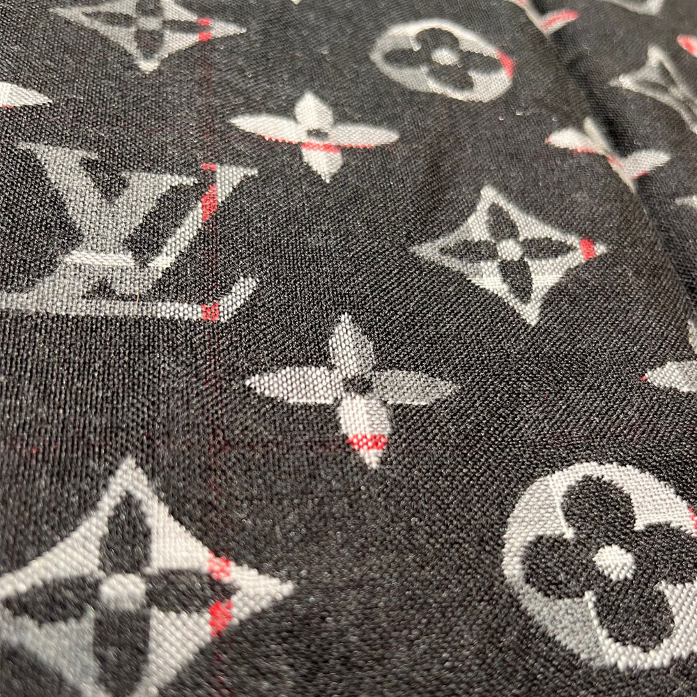 LOUIS VUITTON Grey Black Monogram Scarf LHQ1710