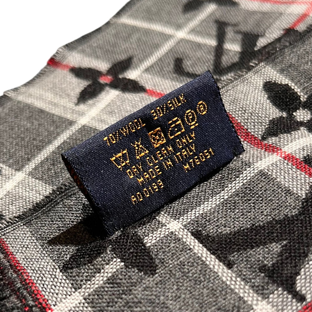 LOUIS VUITTON Grey Black Monogram Scarf LHQ1710