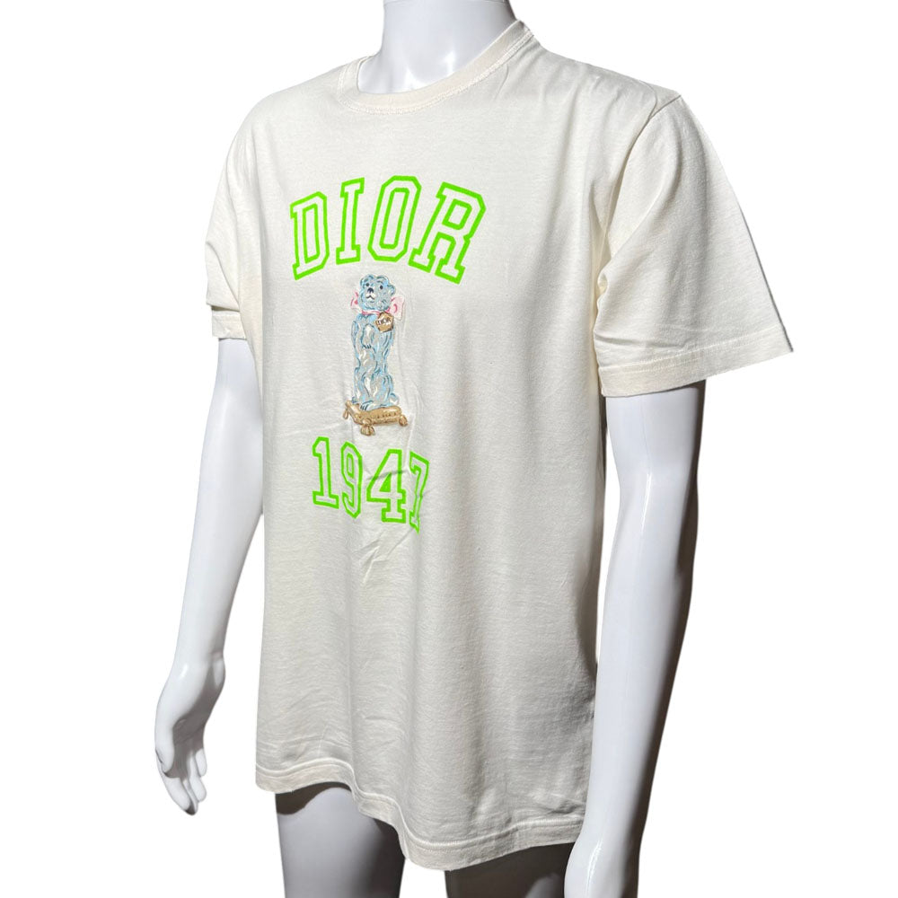 CHRISTIAN DIOR Flocked White Bear T-Shirt Size M LHQ1720