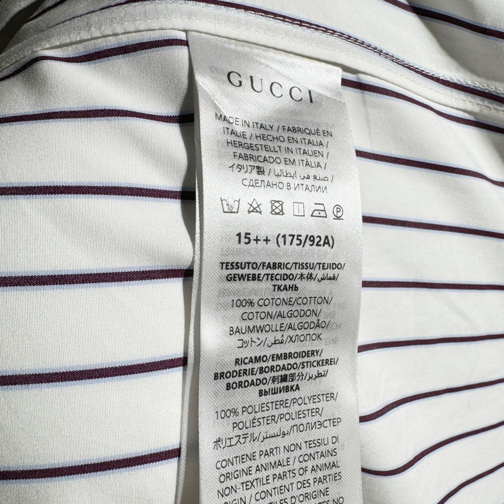 GUCCI Flower Embroided White Striped Shirt Size M LHQ1726