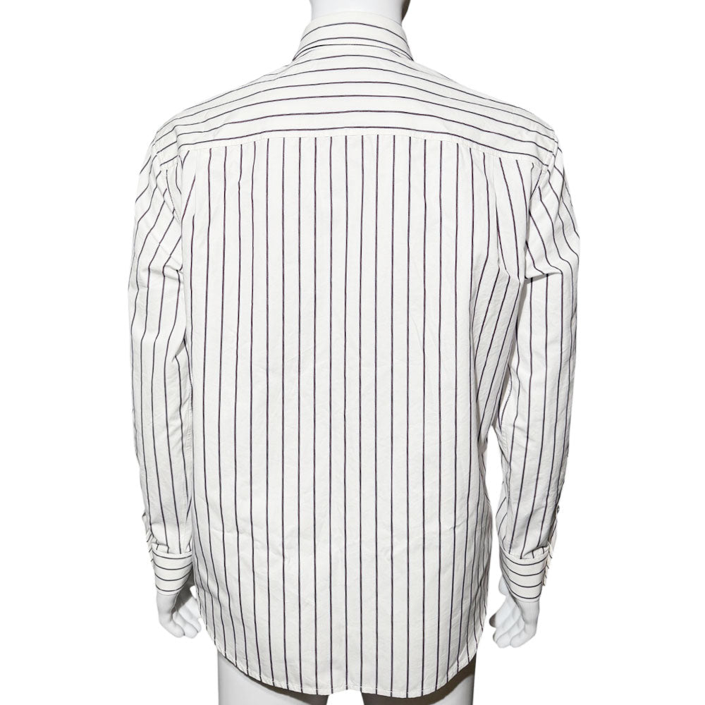 GUCCI Flower Embroided White Striped Shirt Size M LHQ1726
