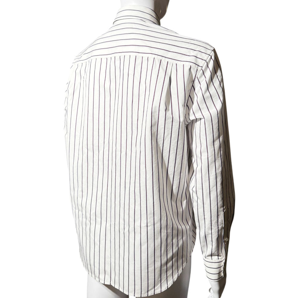 GUCCI Flower Embroided White Striped Shirt Size M LHQ1726