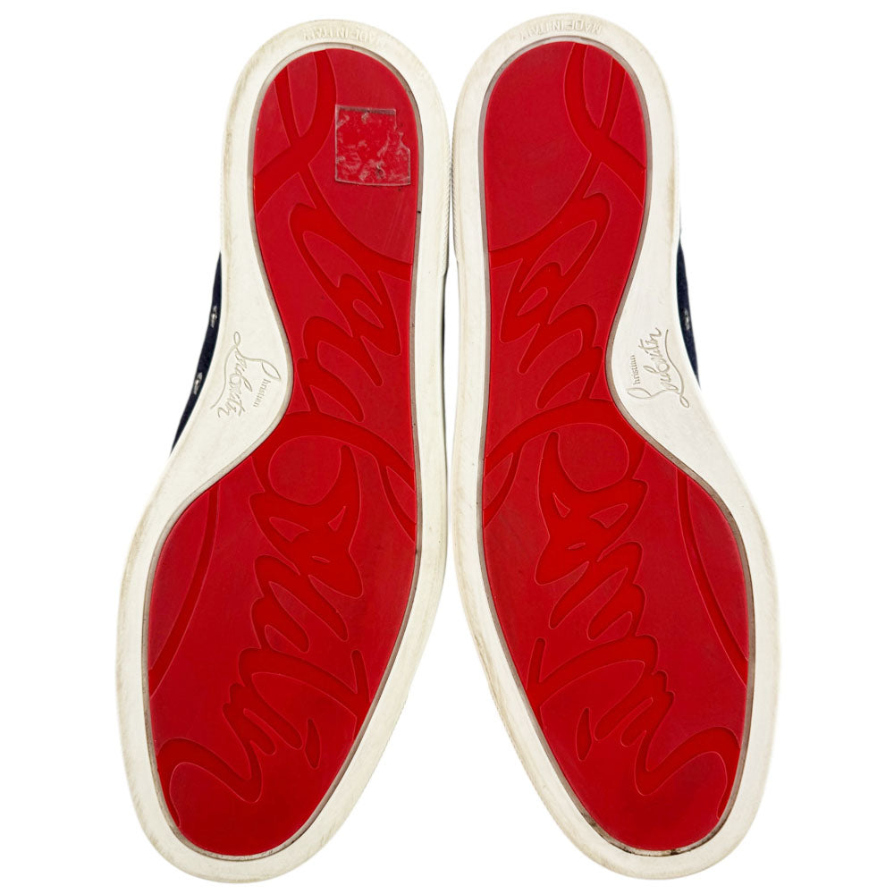 CHRISTIAN LOUBOUTIN Navy Louis High Top Trainers Size 9 UK LHQ1729
