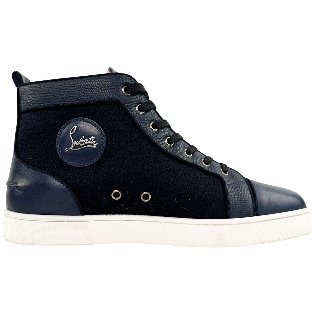 CHRISTIAN LOUBOUTIN Navy Louis High Top Trainers Size 9 UK LHQ1729