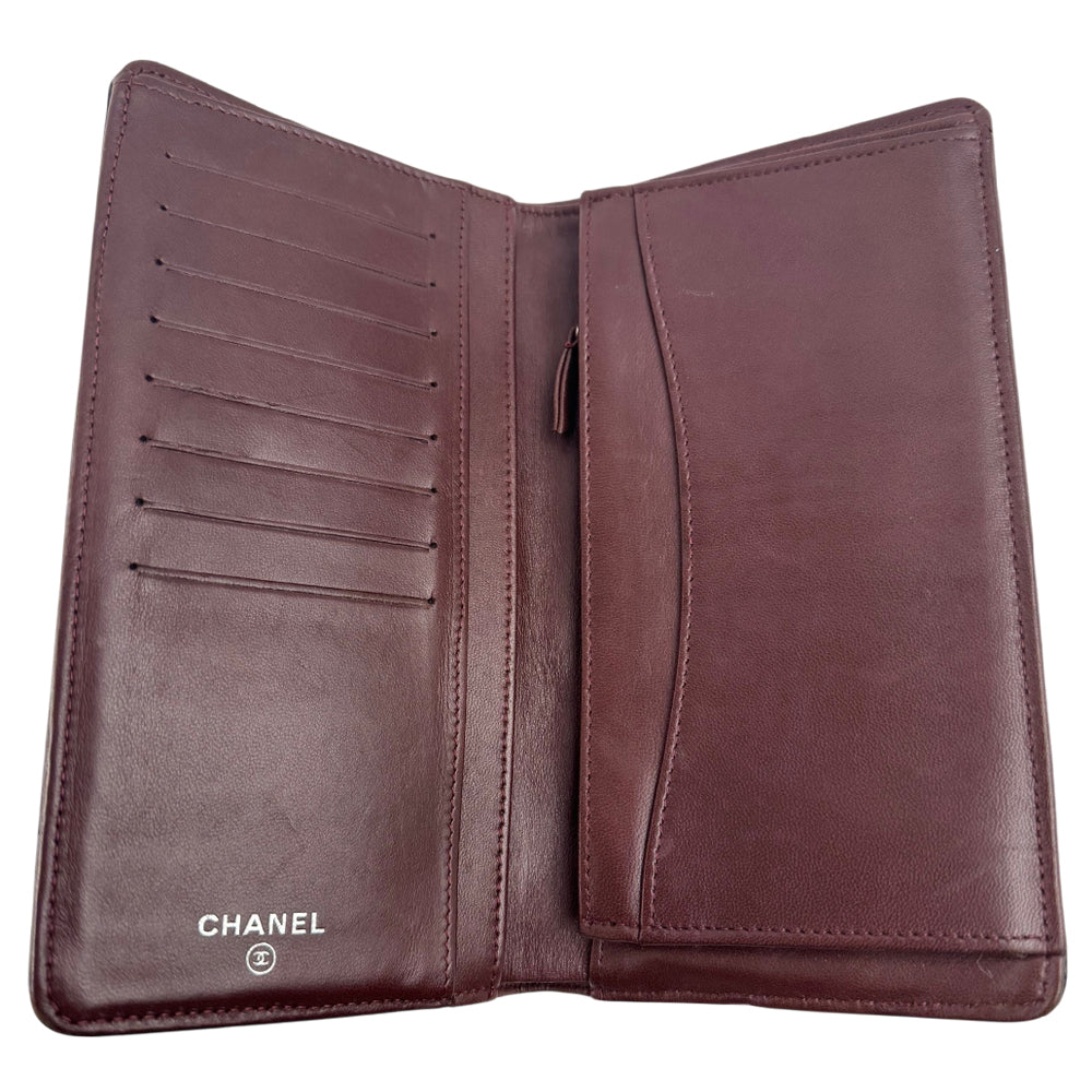 CHANEL Black Quilted Leather Long Wallet Purse LHQ1736