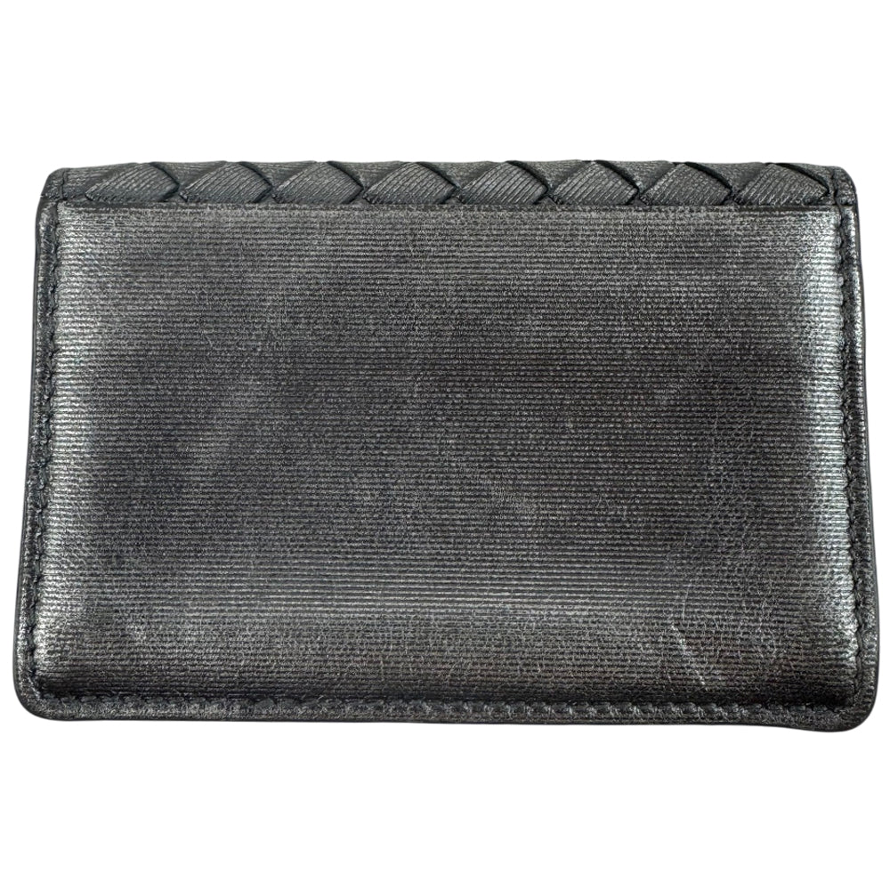 BOTTEGA VENETA Intrecciato Silver Leather Card Case LHQ1737