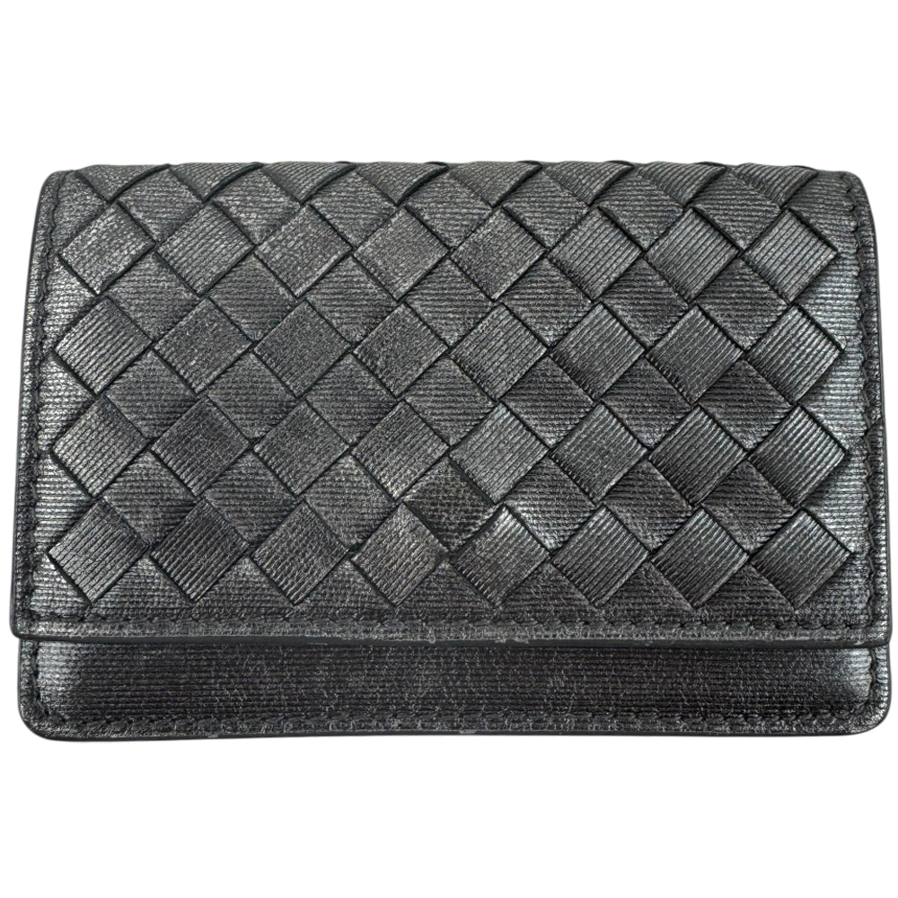 BOTTEGA VENETA Intrecciato Silver Leather Card Case LHQ1737
