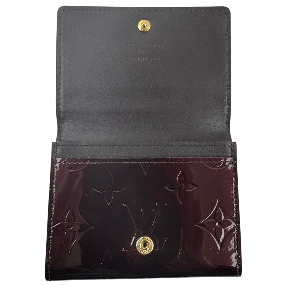 LOUIS VUITTON Burgundy Vernis Patent Leather Card Case LHQ1739
