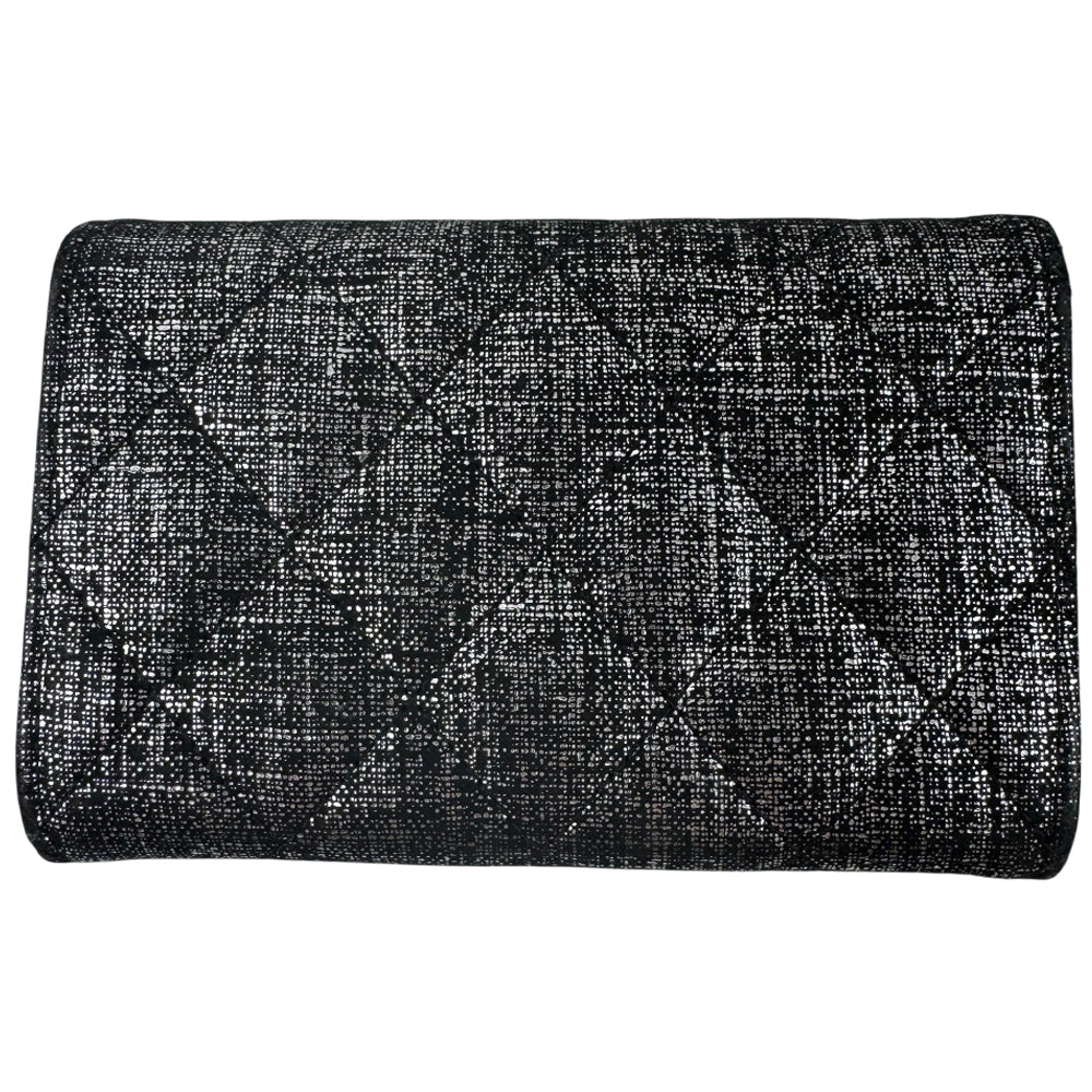CHANEL Silver Canvas Card Case LHQ1740