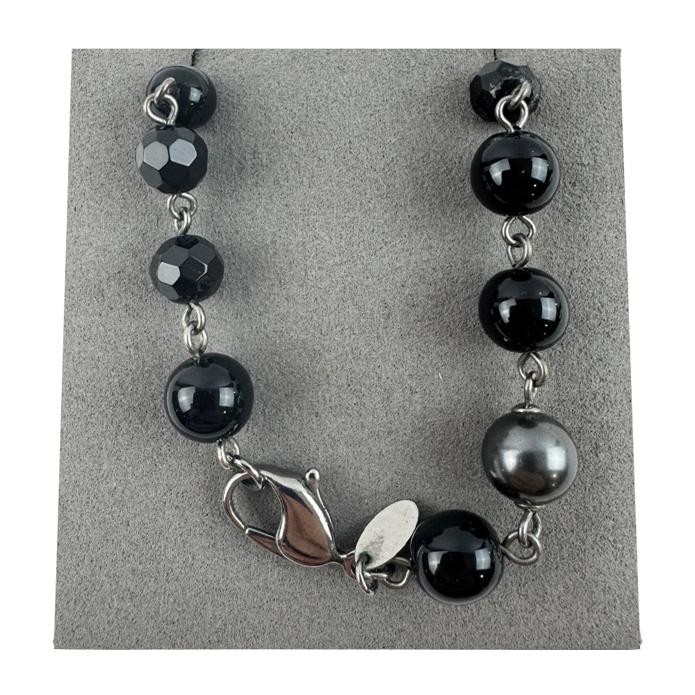 CHANEL Black/Grey Beaded Necklace LHQ1742