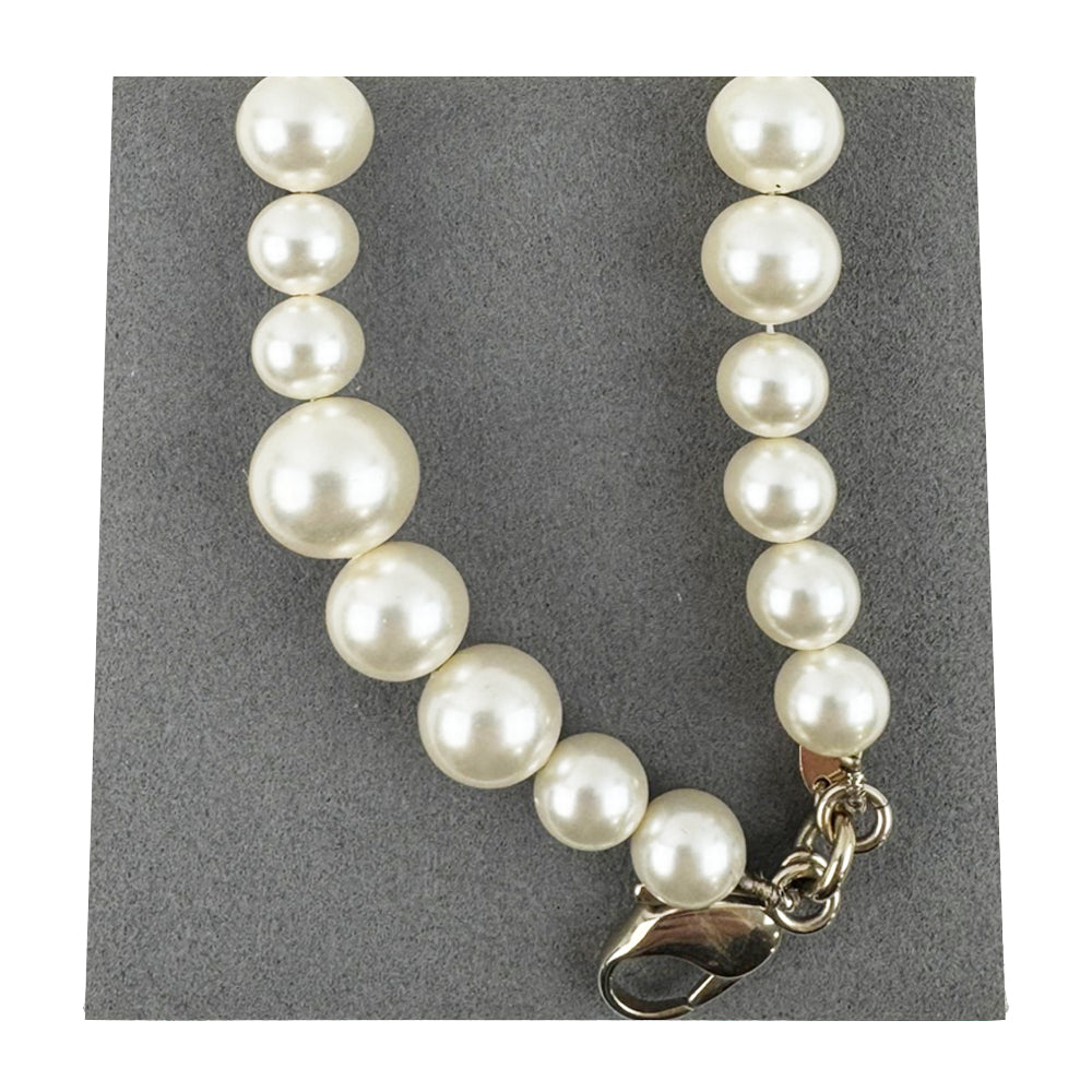 CHANEL Faux Pearl Crystal CC Beaded Necklace LHQ1743