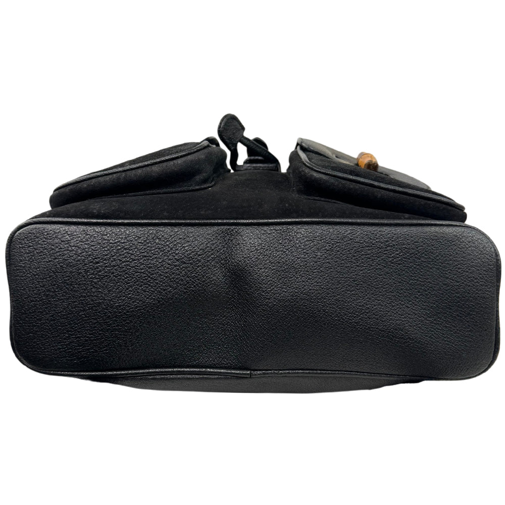 GUCCI Black Suede Bamboo Backpack LHQ1758