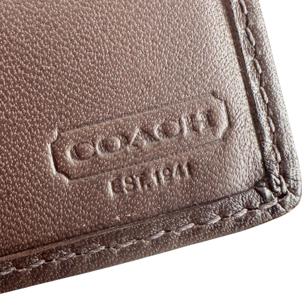 COACH Heritage Stripe Brown Signature Long Wallet Purse LHQ1760