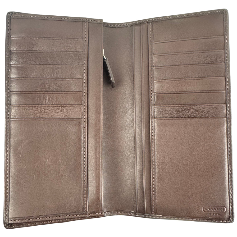 COACH Heritage Stripe Brown Signature Long Wallet Purse LHQ1760