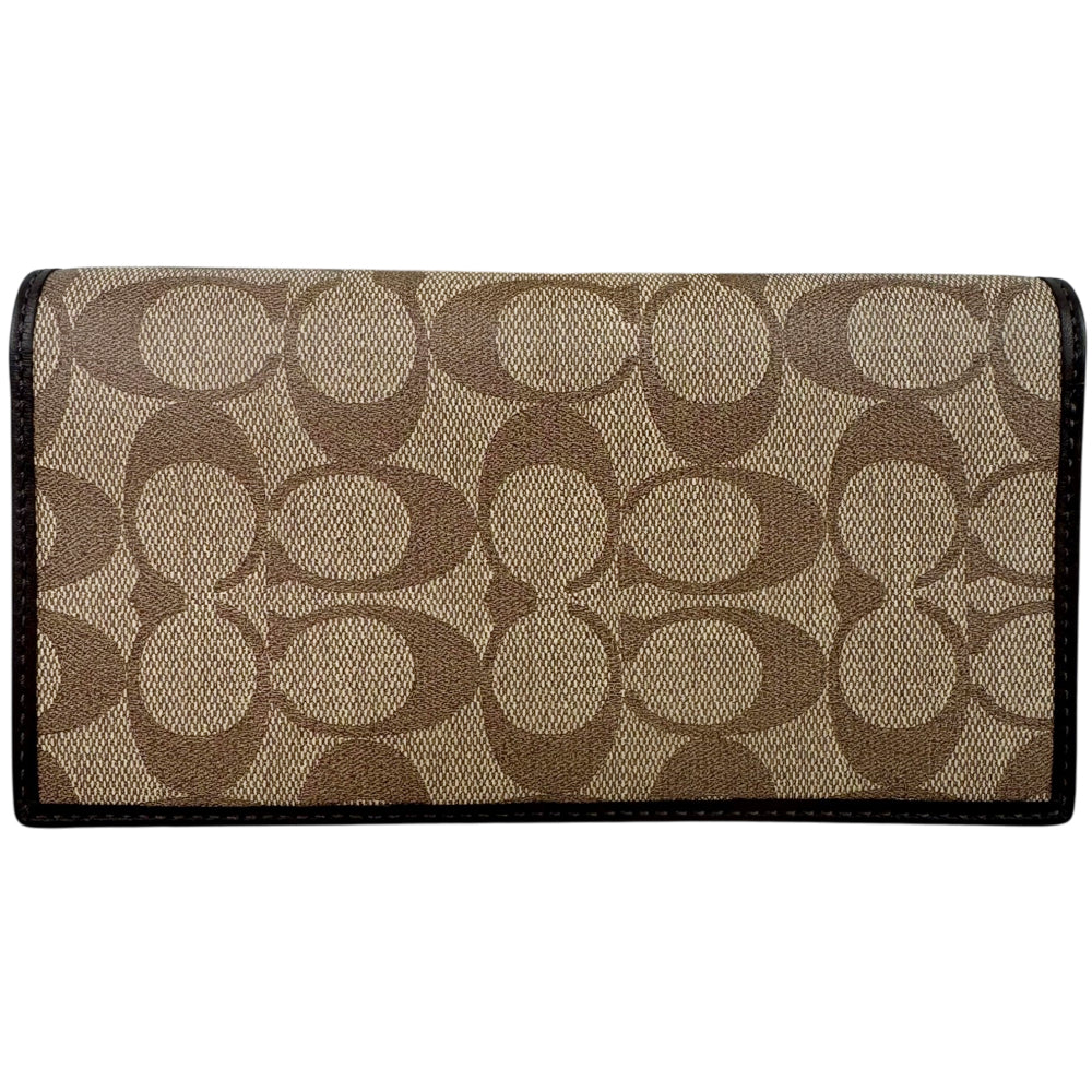 COACH Heritage Stripe Brown Signature Long Wallet Purse LHQ1760