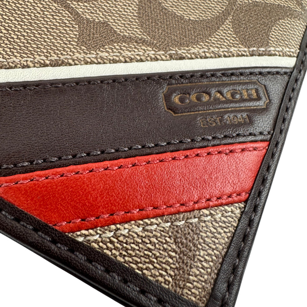 COACH Heritage Stripe Brown Signature Long Wallet Purse LHQ1760