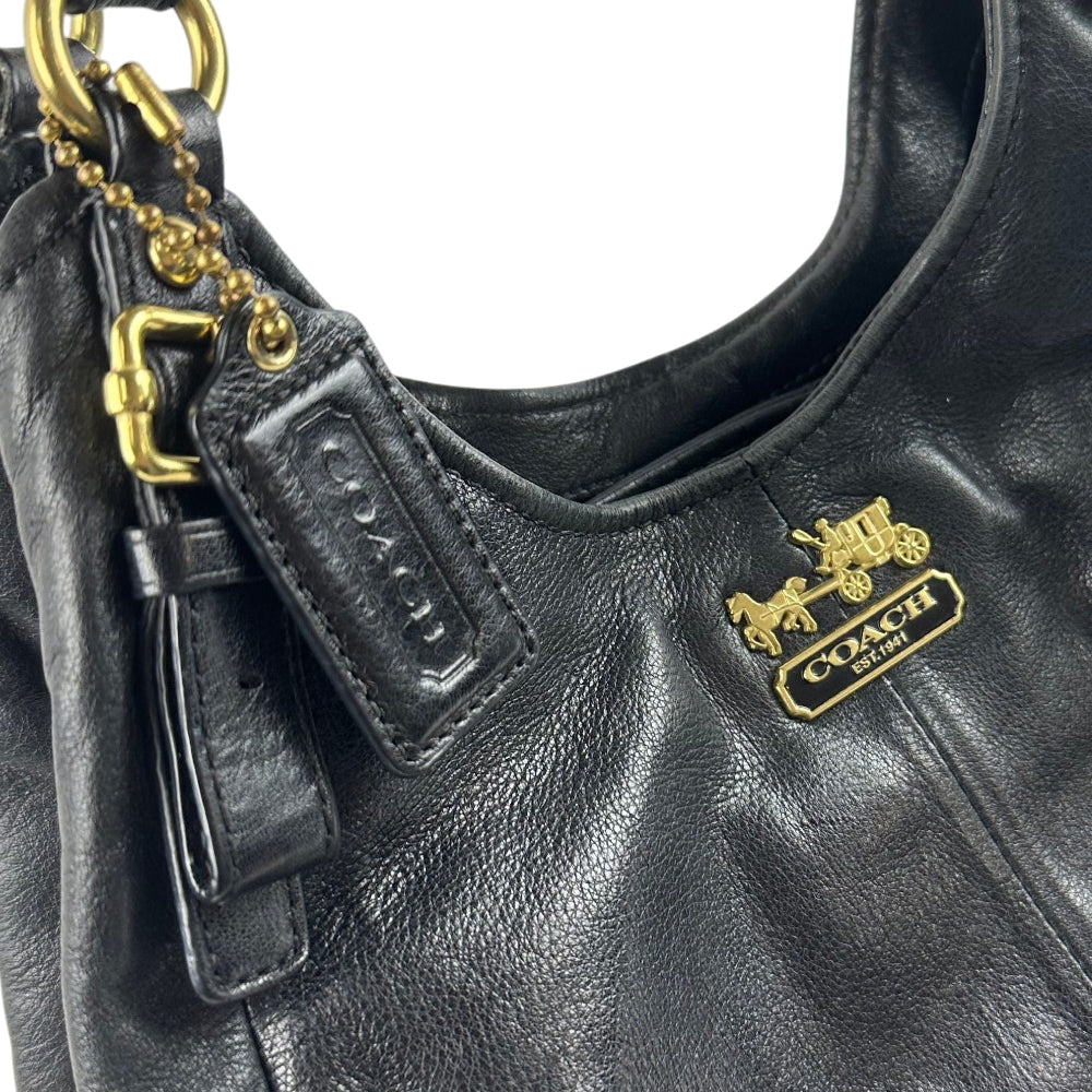COACH Madison Maggie Black Leather Shoulder Bag LHQ1763