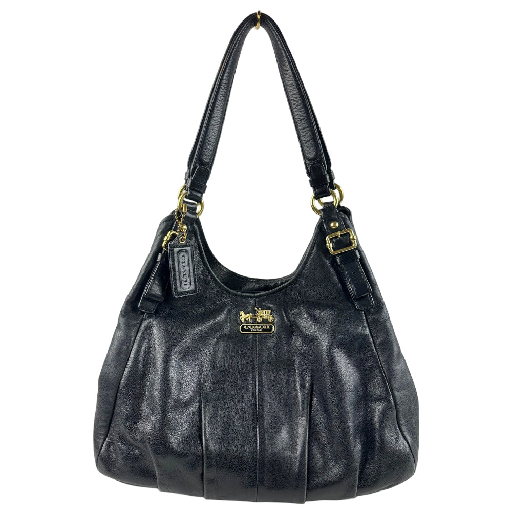COACH Madison Maggie Black Leather Shoulder Bag LHQ1763