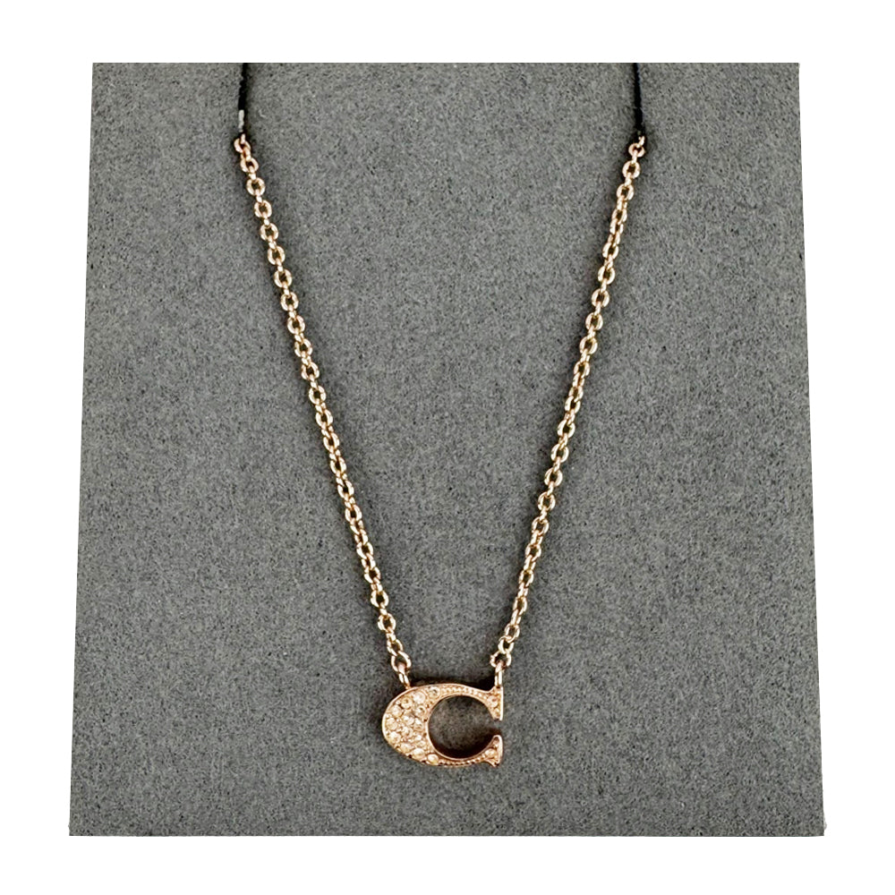 COACH Pave Signature C Gold Necklace LHQ1775