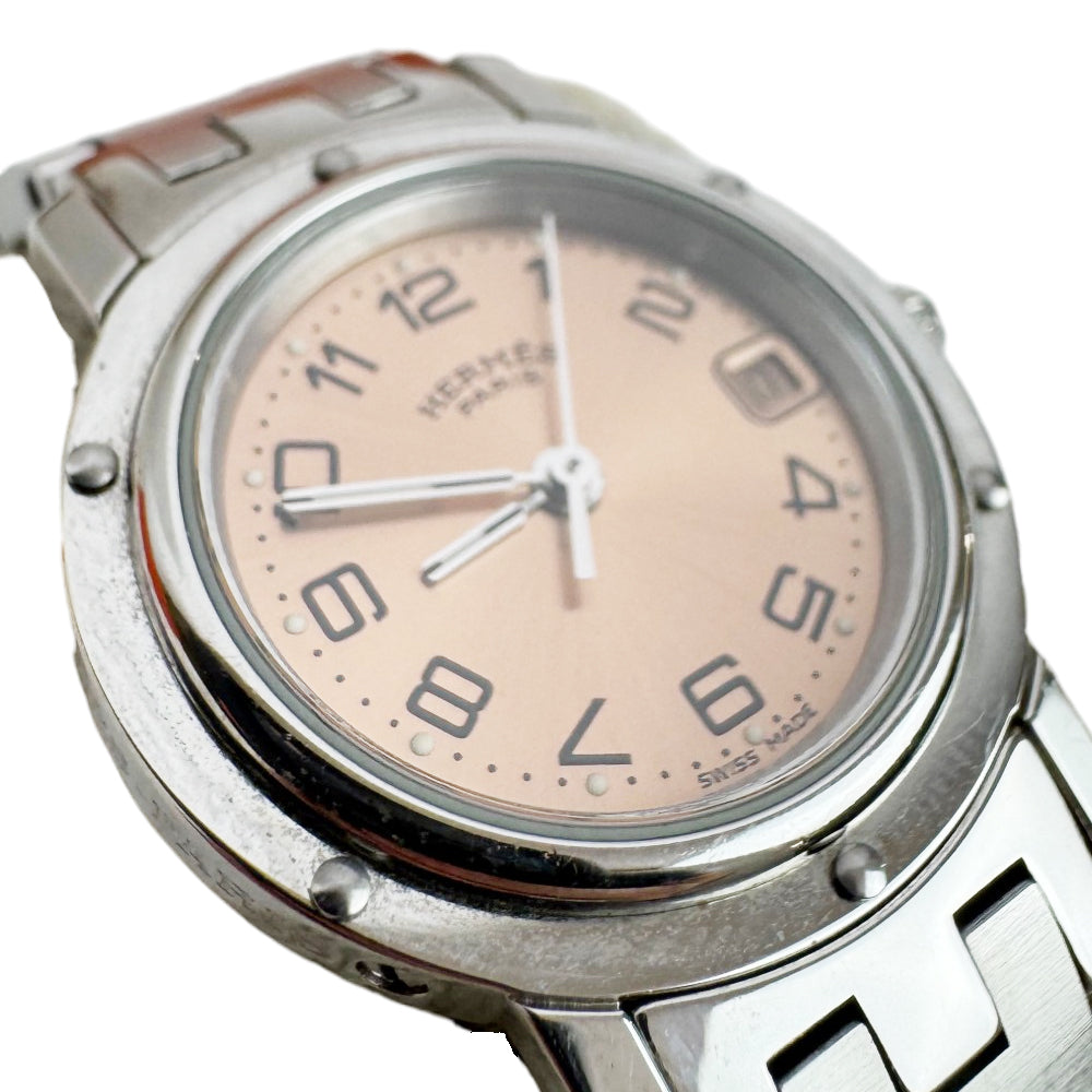 HERMES Clipper Silver Orange Face Ladies LHQ1792