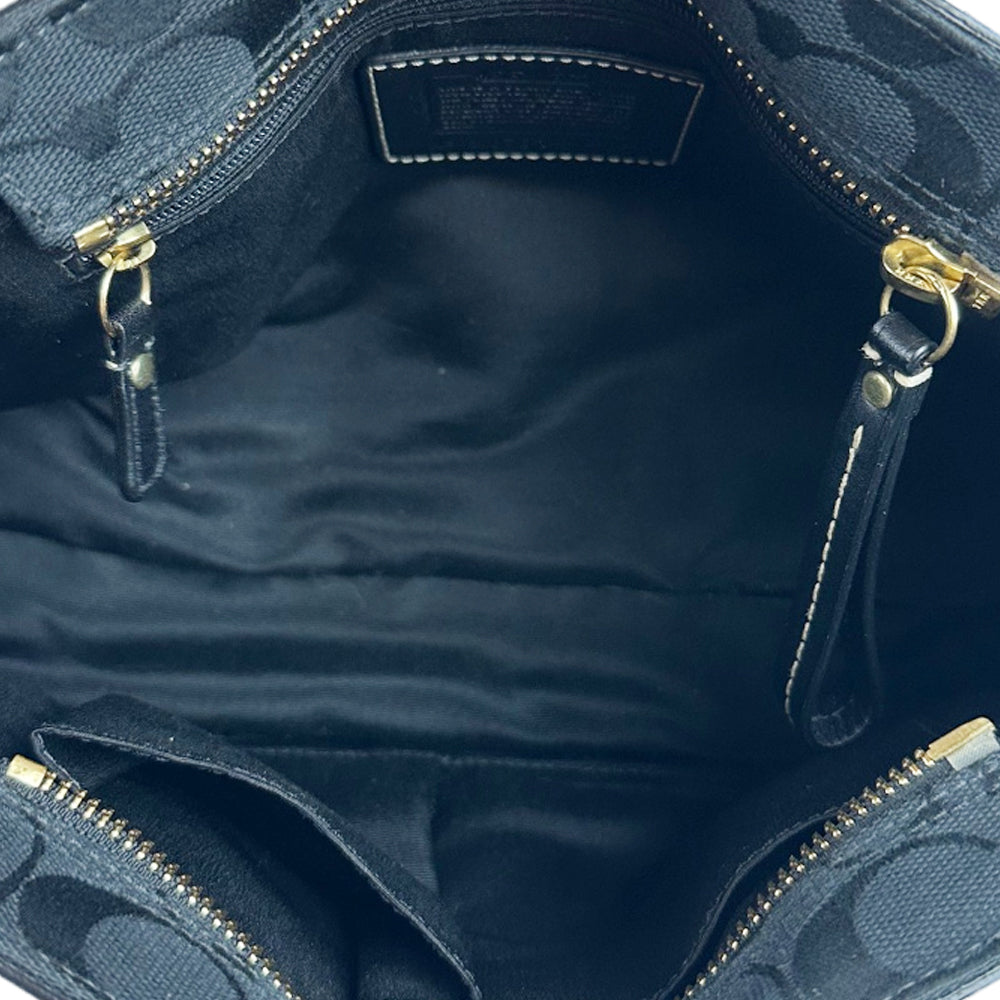 COACH Black Hampton Signature Canvas and Leather Hand Bag LHQ1794