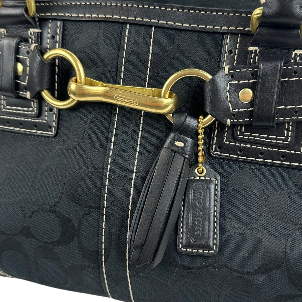 COACH Black Hampton Signature Canvas and Leather Hand Bag LHQ1794
