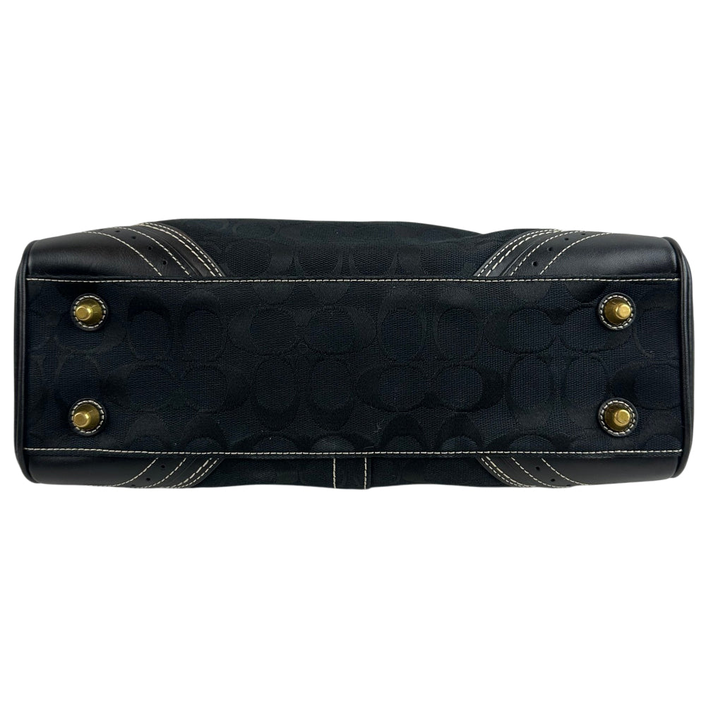 COACH Black Hampton Signature Canvas and Leather Hand Bag LHQ1794