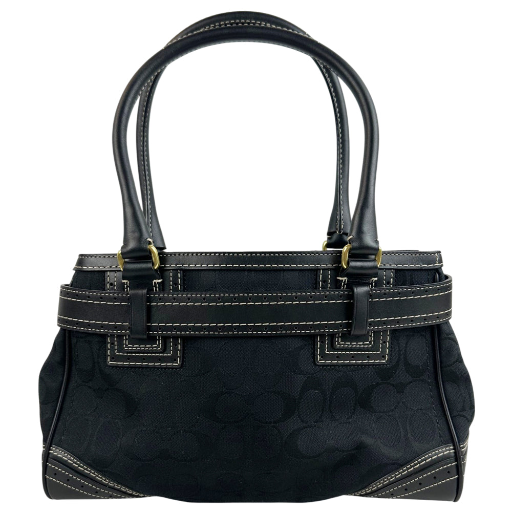 COACH Black Hampton Signature Canvas and Leather Hand Bag LHQ1794