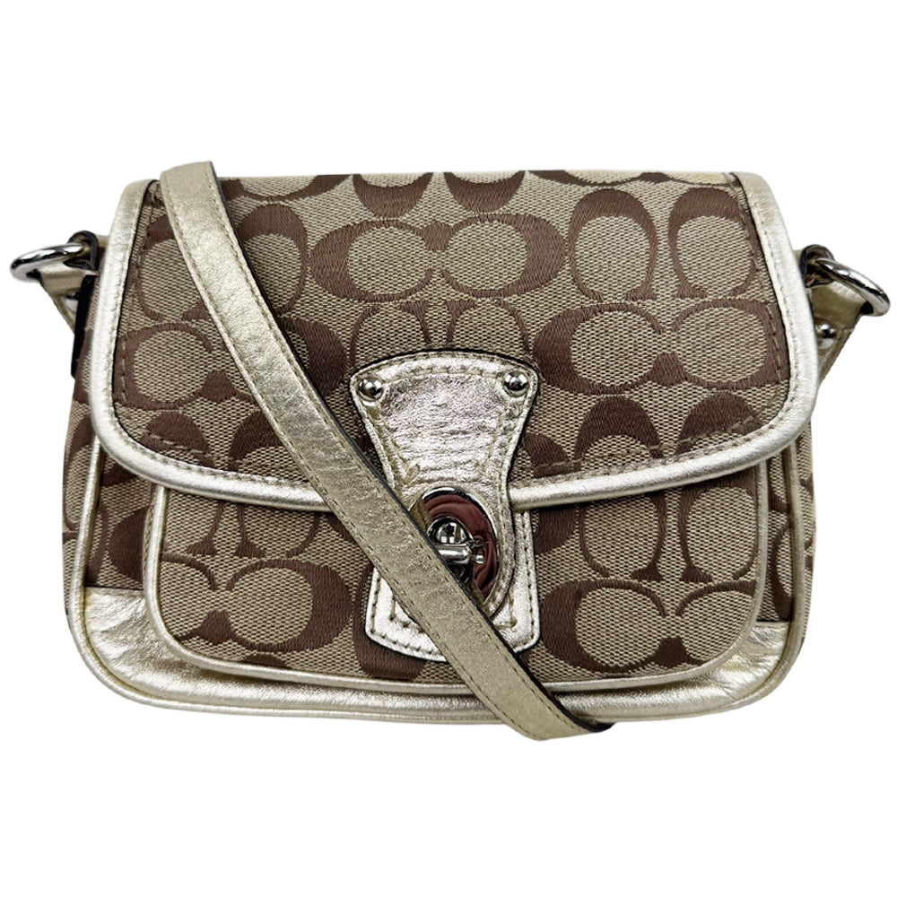 COACH Signature Brown Canvas Shoulder Crossbody Bag LHQ1801