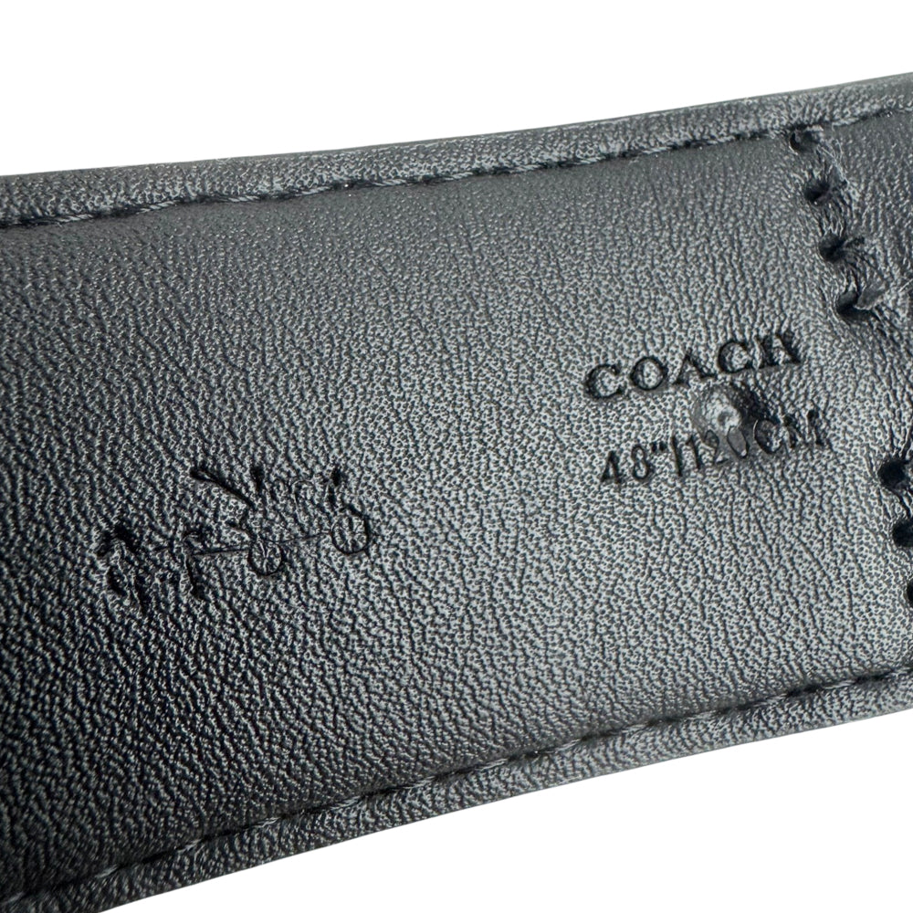 COACH Signature Black Reversible 2 Buckle Belt Set Size 48" LHQ1802